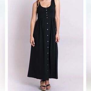 Frye Button Up Sleeveless Black Midi Dress Size Medium